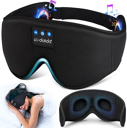 LC-dolida Sleep Headphones, 3D Sleep Mask Bluetooth Wireless Music Eye Mask, Sleeping Headphones for