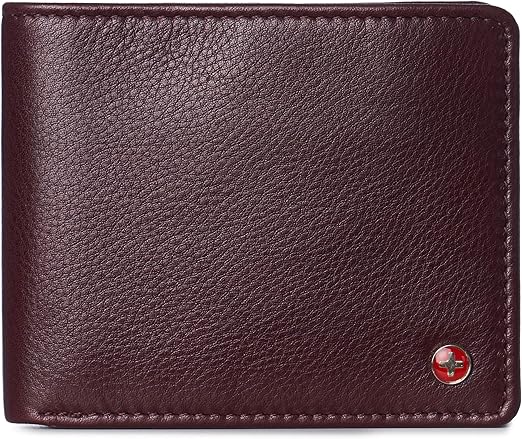 Alpine Swiss Men’s Spencer RFID Leather Wallet – Bifold with Flip ID, Divided Bill Section & Gift Bo
