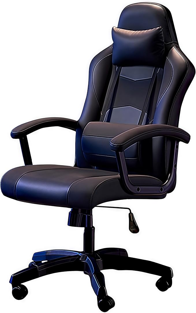 Gaming Chair Ergonomic PU Leather Lumbar Support and Headrest Seat Height Adjusted High Back 350lbs
