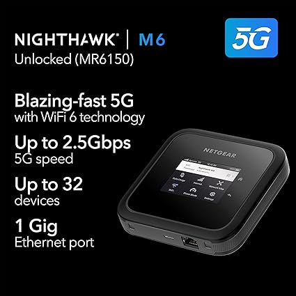 NETGEAR Nighthawk M6 5G Mobile Hotspot, Router with Sim Card Slot, 5G Modem, Portable WiFi Device fo