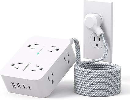 Surge Protector Power Strip - HANYCONY 8 Outlets 4 USB (2 USB C) Charging Ports, Multi Plug Outlet E