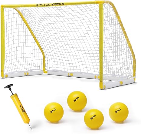A11N Sports Floating Water Polo Goal Set – Large 4.7ft x 3.1ft Pool Net with 4 Balls – Fun Summer Ba