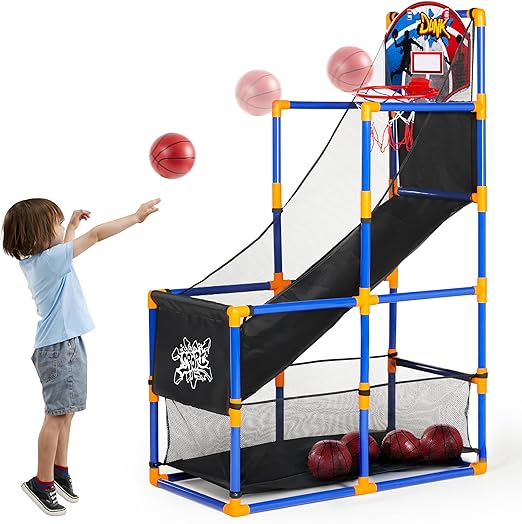 JOYIN Arcade Basketball Game Set with 4 Balls and Hoop for Kids 3 to 12 Years Old Indoor Outdoor Spo