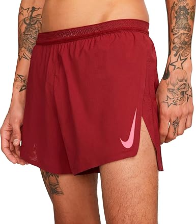 Nike AeroSwift Men's 4" Brief-Lined Racing Shorts, Team Red/Hyper Pink, Medium