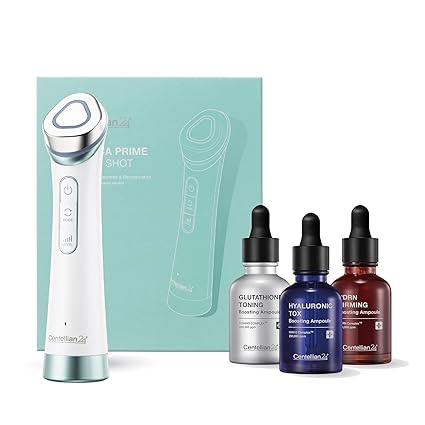 Centellian 24 Prime Facial Toning Device - 2-in-1 (Tingle Shot) + 3 Boosting Ampoules Set (3 x 1.01f