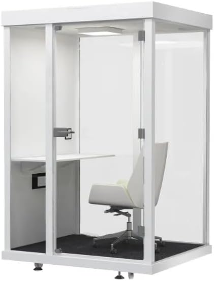 Portable Office Soundproof Noise Reduction Booth, 3 Sided Transparent Design, Movable Room for Priva